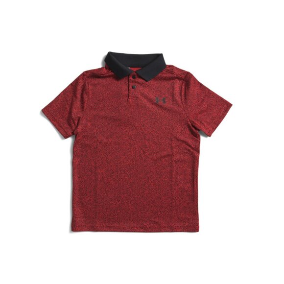 UNDER ARMOUR Red Big Boys Upf 40 Match Play Printed Polo